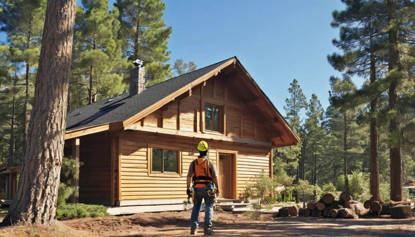 A tree removal provider checking a large tree beside a home in Lochbuie